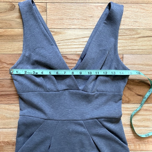 Y2K BCBG Max Azria Ponte Knit Faux Wrap Pleated Velvet Trimmed Dress - Size 2 - Picture 8 of 12